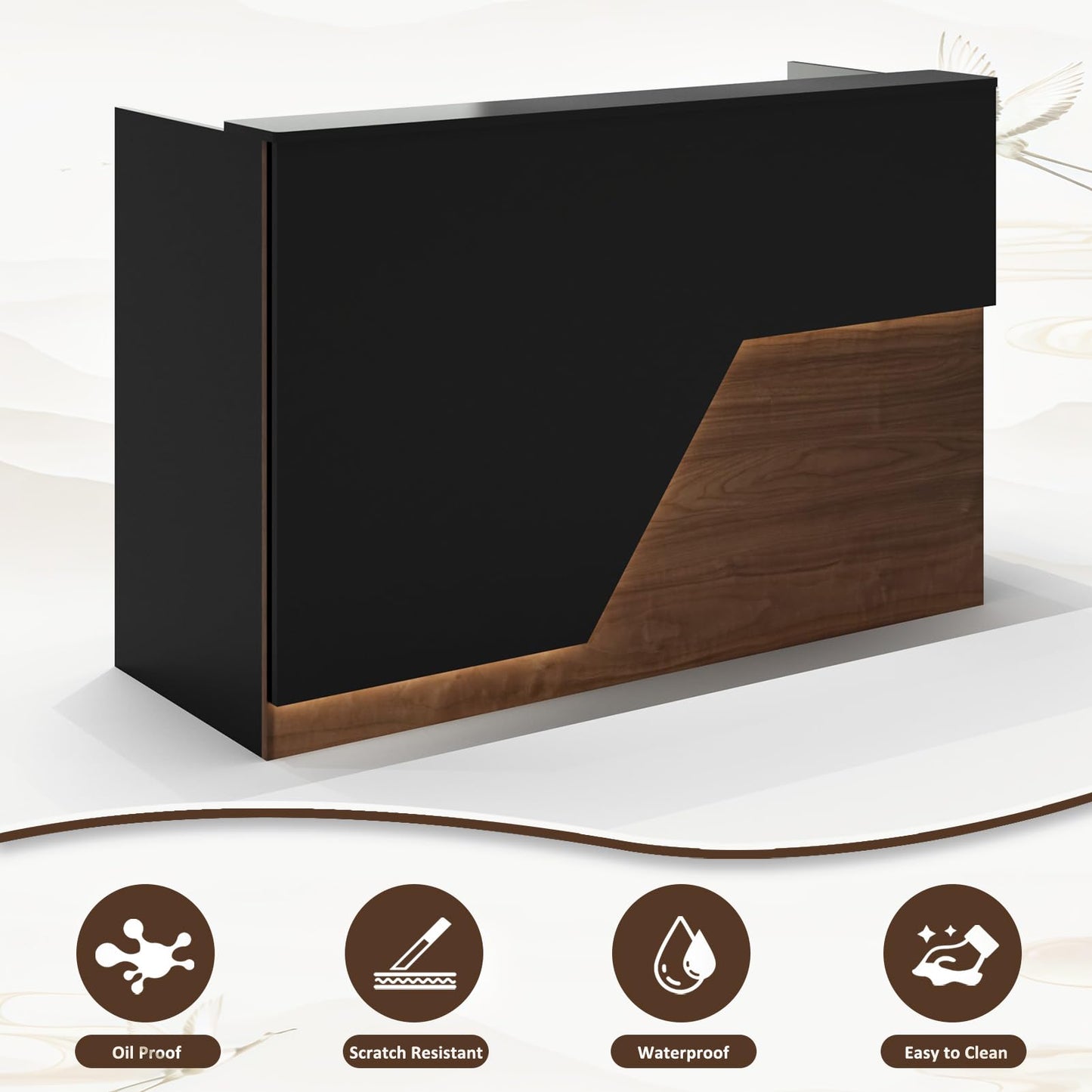 YTElantivo 63" Modern L-Shaped Reception Desk with Counter LED Light,Front Desk Reception Counter with Cable Grommet, Office Receptionist Desks for Office, Salon, Retail Checkout Stand