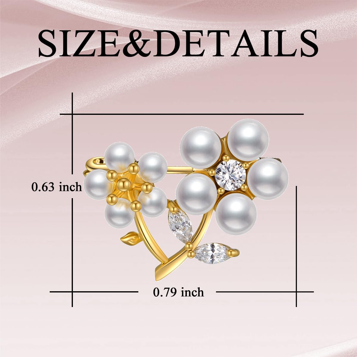 UNVAK Pearls Plum Blossom Brooches 18k Gold-plated Plum Brooch Pin Flowers Lapel Pin Jewelry Mother's Day Gift for Women Girls