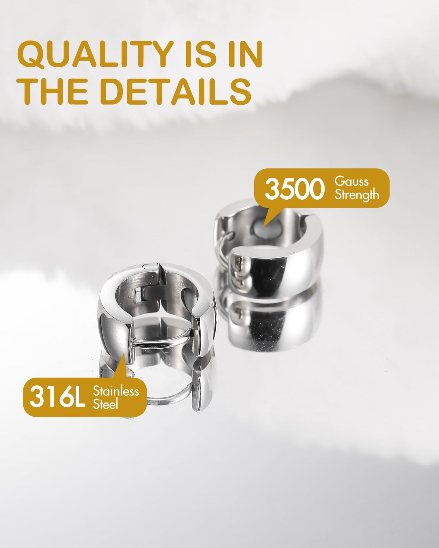 Feraco Magnetic Hoop Earrings for Women with 3500 Gauss Neodymium Magnet, Stainless Steel Magnetic Therapy Jewelry, Ear Acupuncture