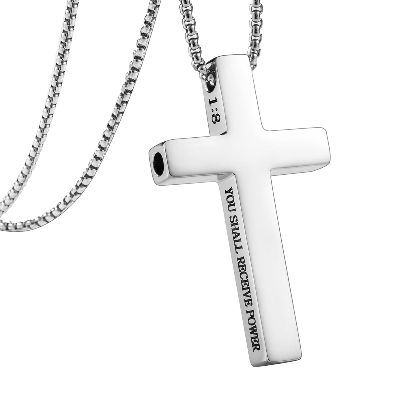 FUNPAR Cross Breathing Necklace for Anxiety Relief and Relaxation, Breathlink Design Quit Smoking Aid, Stainless Steel Mindfulness Tool to Calm, Stylish Wellness Gift for Adults(Silver 1:8)