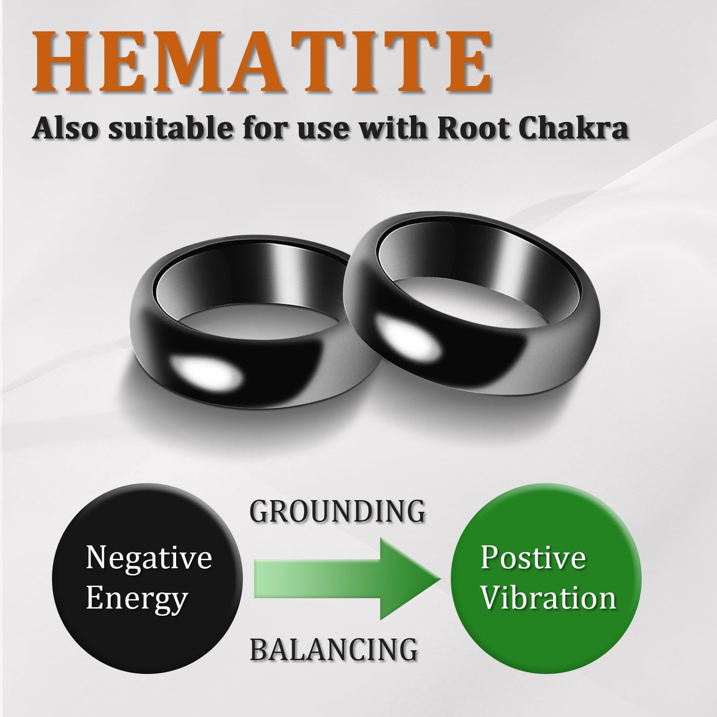 Fashtour Genuine Magnetic Hematite Rings, 3 Pack, Black, 6mm Wide, Polished, for Men and Women, Anxiety Relief, Root Chakra Balancing（Size 6#）
