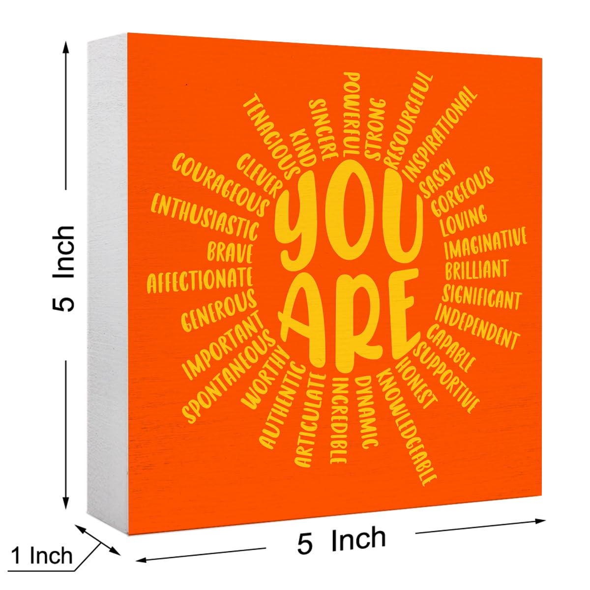 Inspirational Wood Box Sign You Are Sun Wooden Block Signs Motivational Quote Desk Décor for Home Office Bedroom Table Décor-Orange Positive Desk Decor