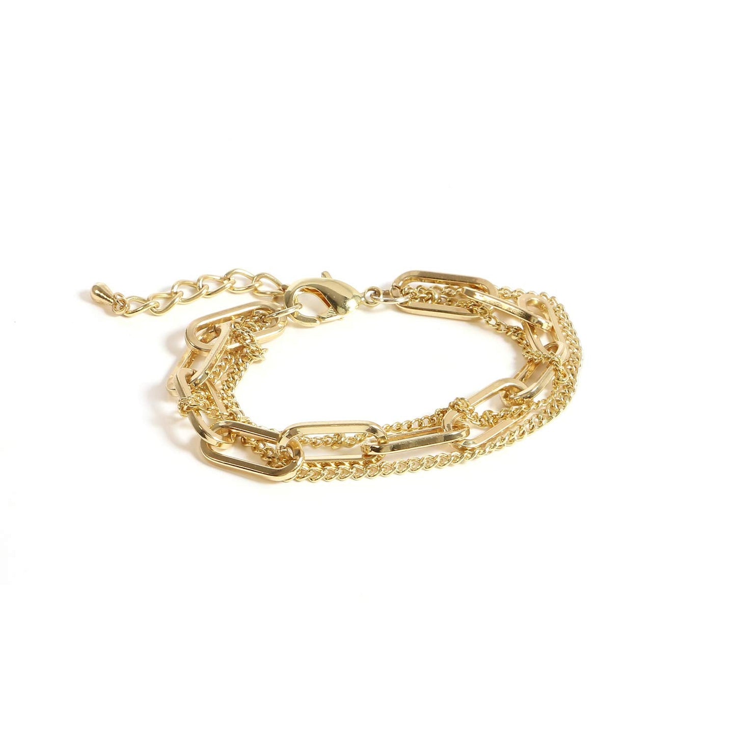 CONRAN KREMIX Gold Chain Bracelet Sets for Women 14K Gold Plated Dainty Link Paperclip Bracelets Stake Adjustable Layered Gold Bracelet for Women Trendy Gold Jewelry For Women