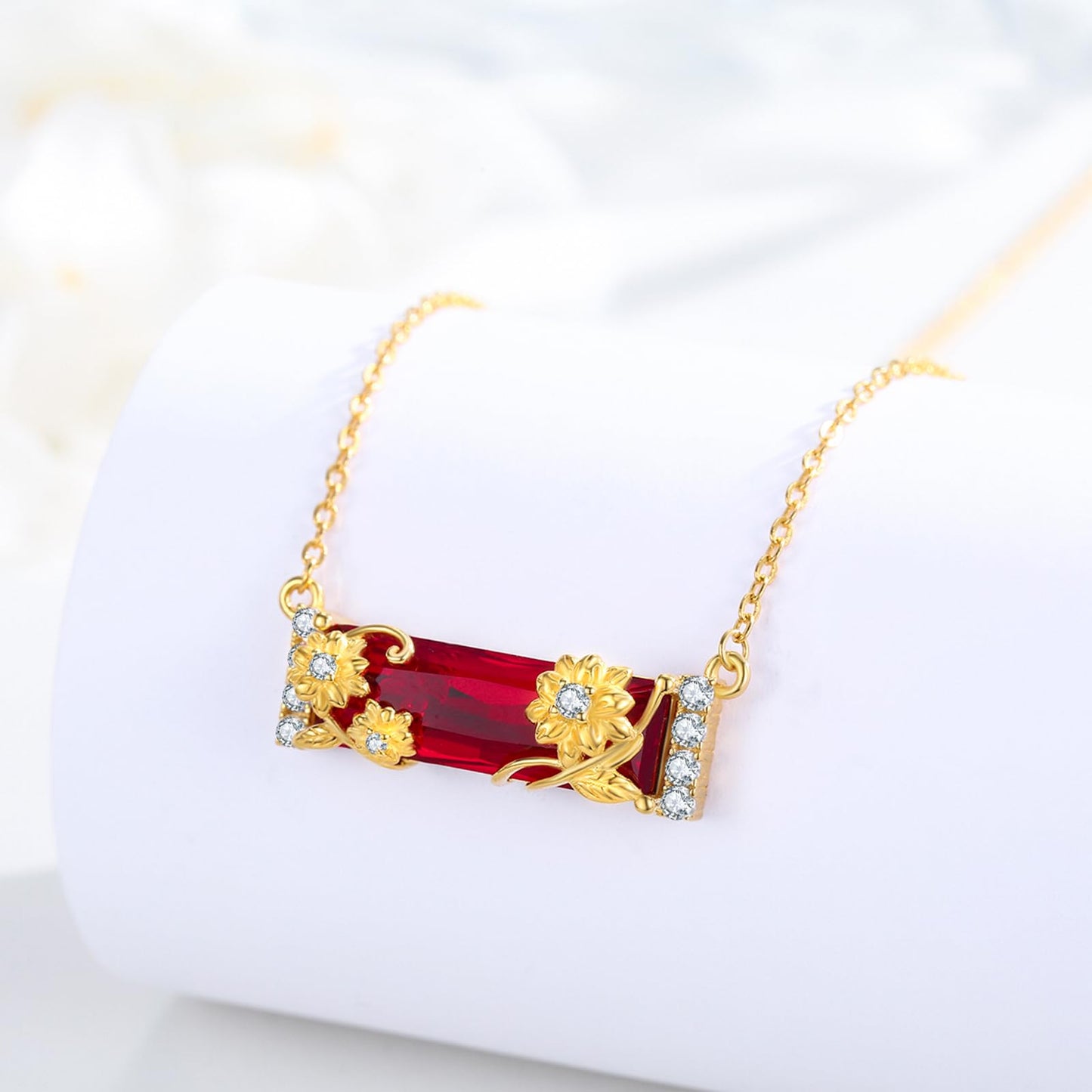 AENEAS Valentines Day Gifts for Women Her Sunflower Necklace for Women 925 Sterling Silver Red Crystal Pendant Sunflower Flower Jewelry Gifts for Her Wife