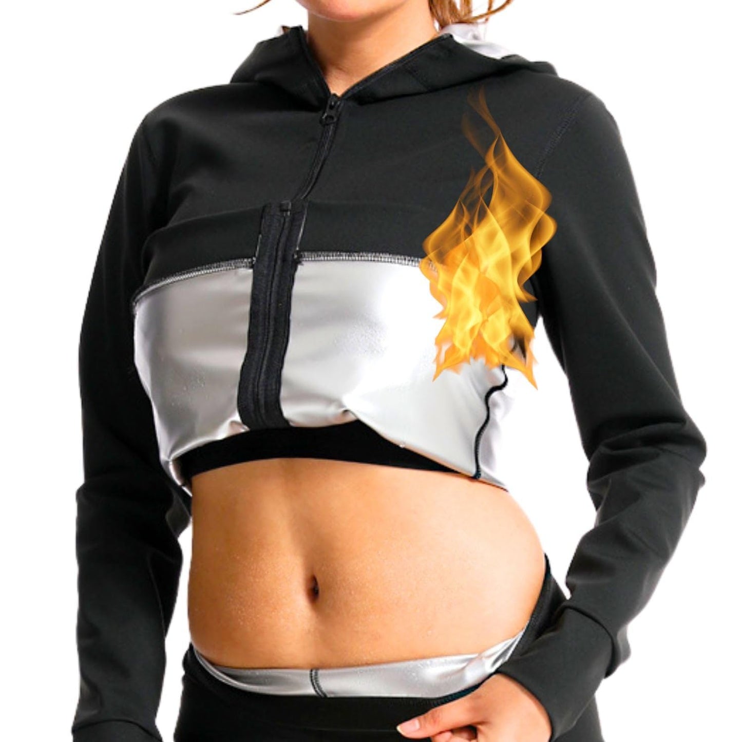 Sauna Jacket Top Weight Loss Sweat Suit Shirt Workout Exercise Women Girls