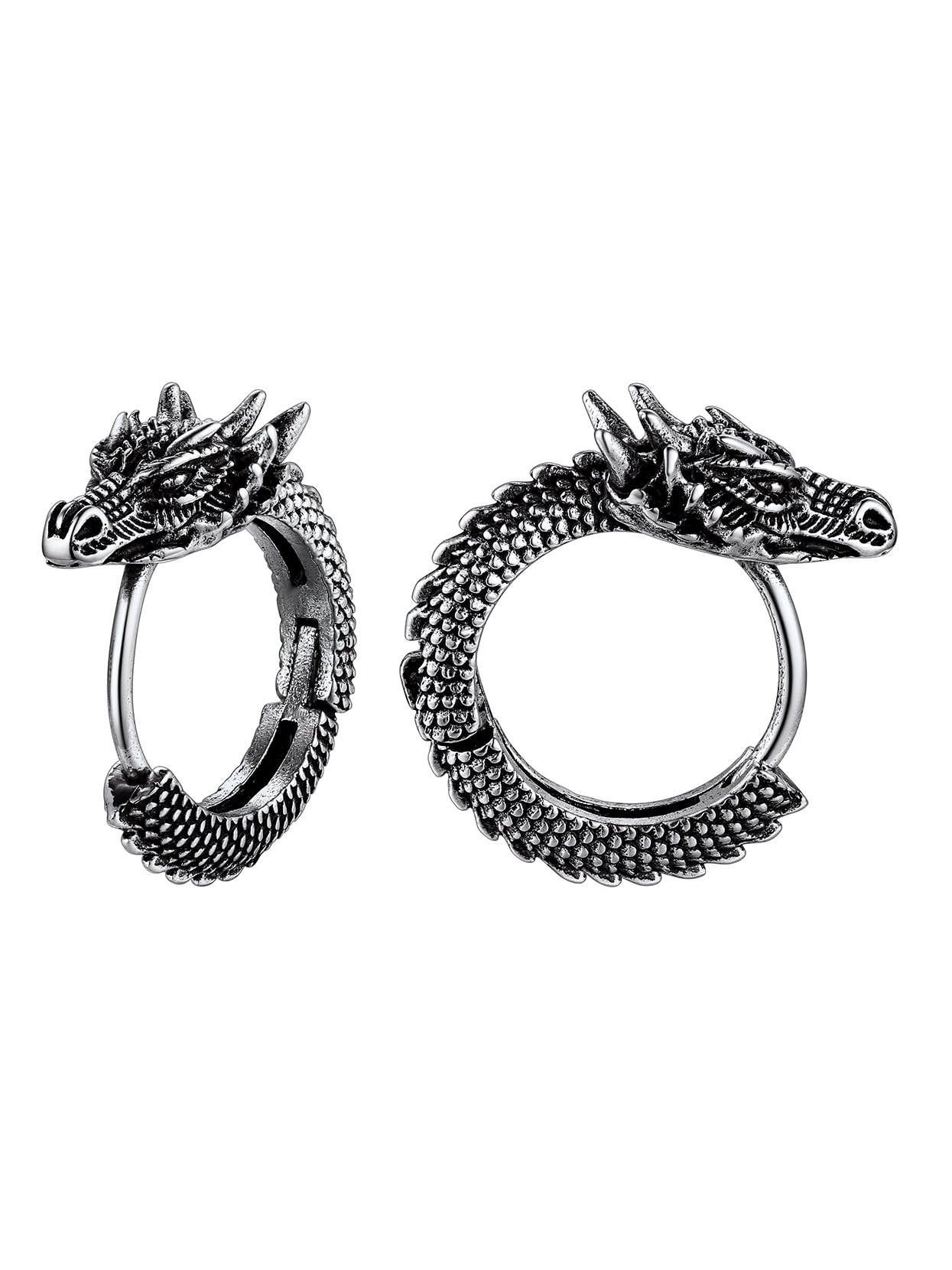 Richsteel Dragon Head Hoop Earrings - Stainless Steel Gothic Jewelry for Men & Women, Punk Rock Statement Earrings