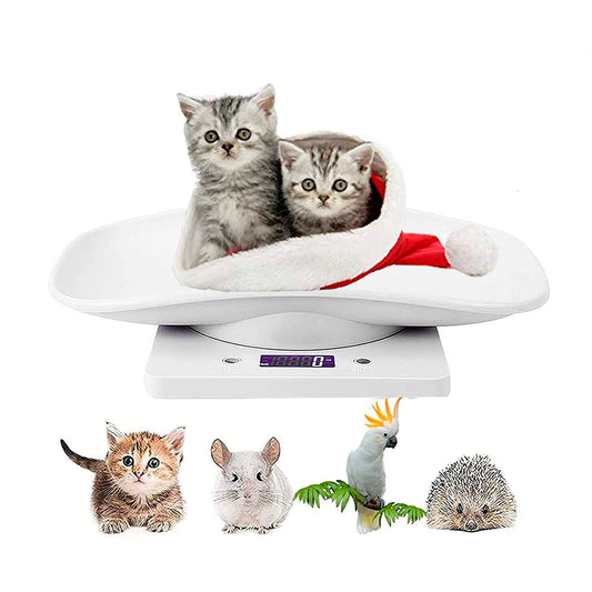 LFGKeng Newborn Kitten & Puppy Weight Scale, Multifunctional Digital Pet Scale, LCD Electronic Small Animal Food Scale, Weighing Max 33lbs, Tray Size 12" x 8", Not for Adult Cats/Dogs (White)
