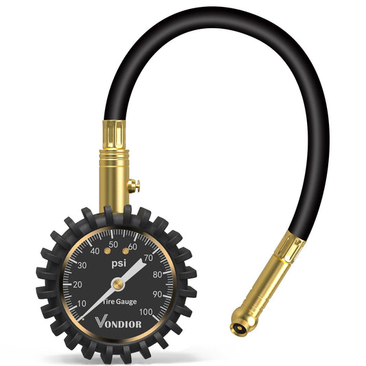 Vondior Tire Pressure Gauge (0-100 PSI) - Certified ANSI B40.1 Tire Gauge for Cars and Trucks, Large 2" Glow Dial Easy-Read Tire Gauges for Tire Pressure Car Accessories