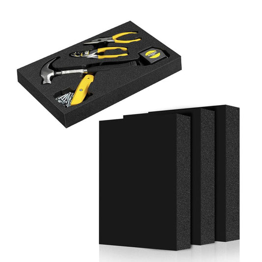 3 Pcs 16 x 12 x 2 Inches Foam Inserts for Cases - Polyurethane Foam Packing Foam Black Craft Foam Sheets for Packing Padding 2 Inch Thick for Camera Toolbox Storage