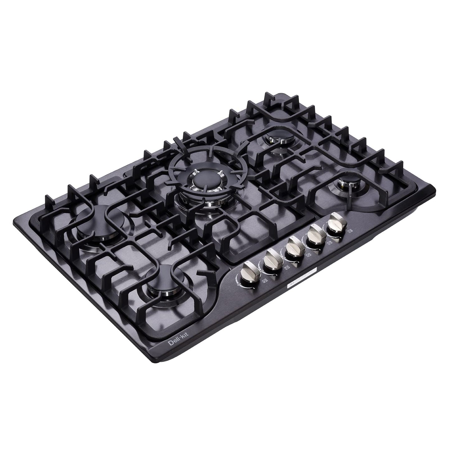 Deli-Kit 30 Inch LPG/NG Gas Cooktop Dual Fuel 5 Sealed Brass Burner Stainless Steel Hob 110V AC pulse Ignition Stainless Steel Gas Cooktops DK257-B01 Gas Hob