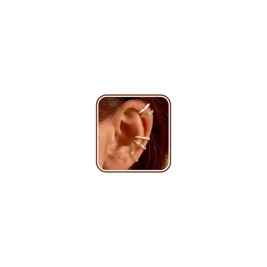 4 Pairs Ear Cuffs Non Piercing - 14K Gold Plated Ear Cuffs Earrings for Women Trendy Ear Cuff for Non Pierced Ears Clip On Carrtilage Earring Lightweight Adjustable Fake Earrings Set Trendy
