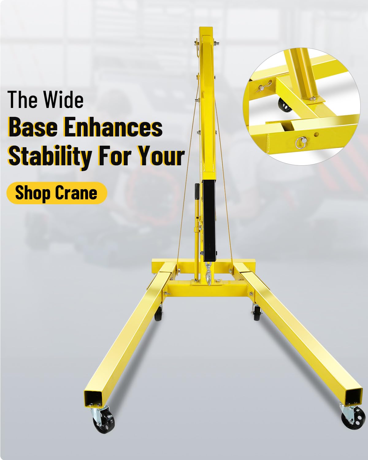 Garvee 2 Ton Engine Hoist Cherry Picker, 4400 Lbs Capacity with 6 Steel Casters & Foldable Design - Heavy-Duty Portable Hydraulic Crane for Truck Engines, Boat Motors, Farm Equipment