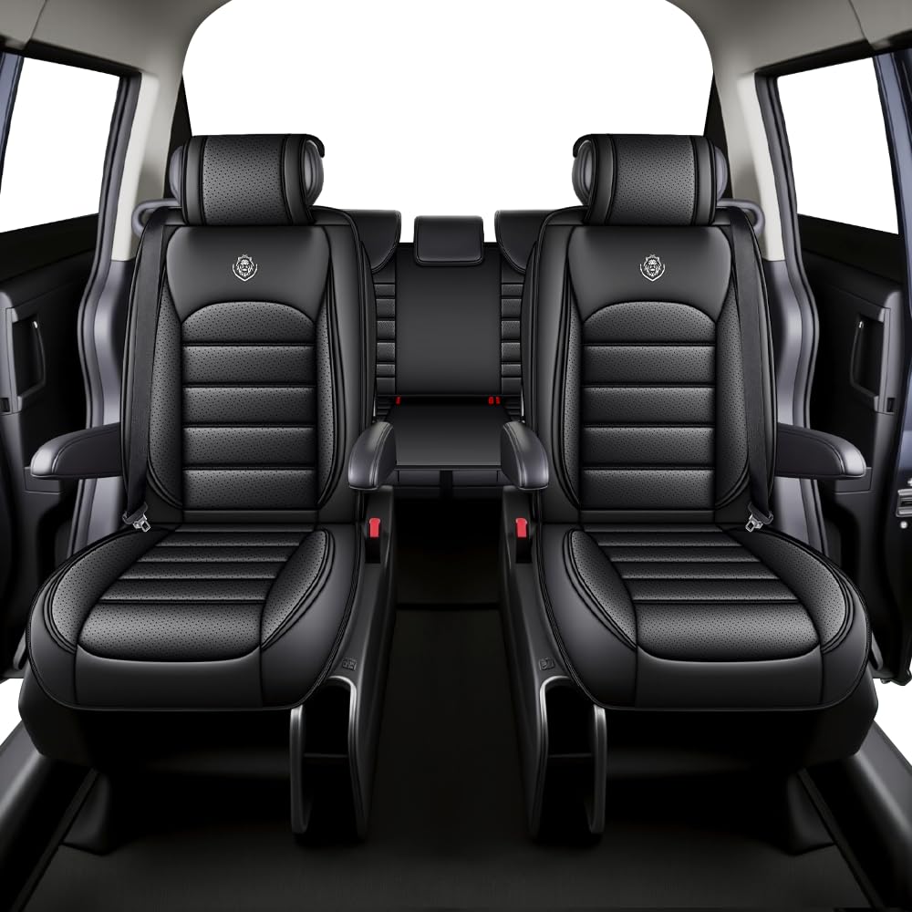 JOJ Seat Covers for Subaru Ascent 2019-2025,Custom Fit Nappa Leather Seat Covers Full Set for 7 Seats - Black Premium Leather Seat Protectors with Airbag Compatible & Easy Installation
