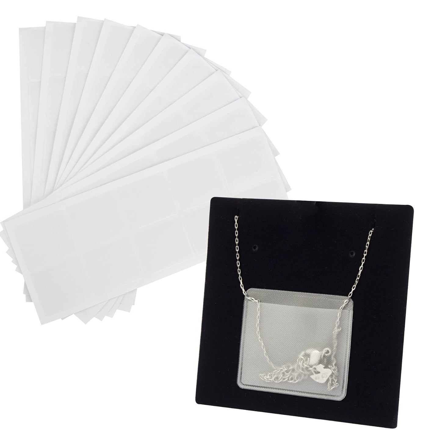 Temlum Necklace Chain Adhesive Pouch for Necklace Display Cards, Self-Adhesive Necklace Chain Pockets Clear Jewelry Bags Necklace Chain Pouch to Hold Loose Chain Jewelry Supplies (300 pcs)