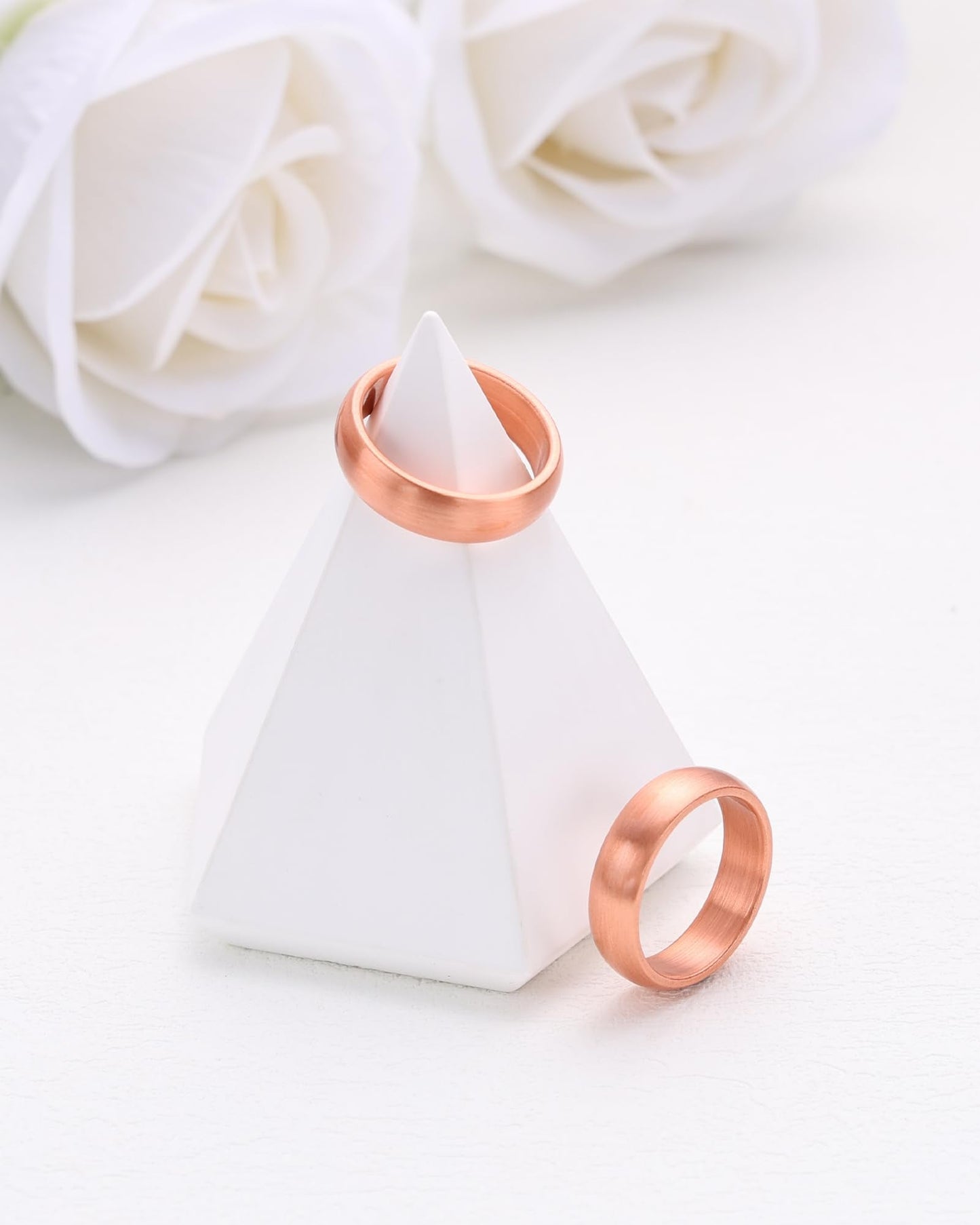 MagEnergy 2Pcs Solid Pure Copper Ring for Men & Women, Uncoated 6mm Wide, Non-Magnetic Smooth Polish, Sizes 4.5-10.5