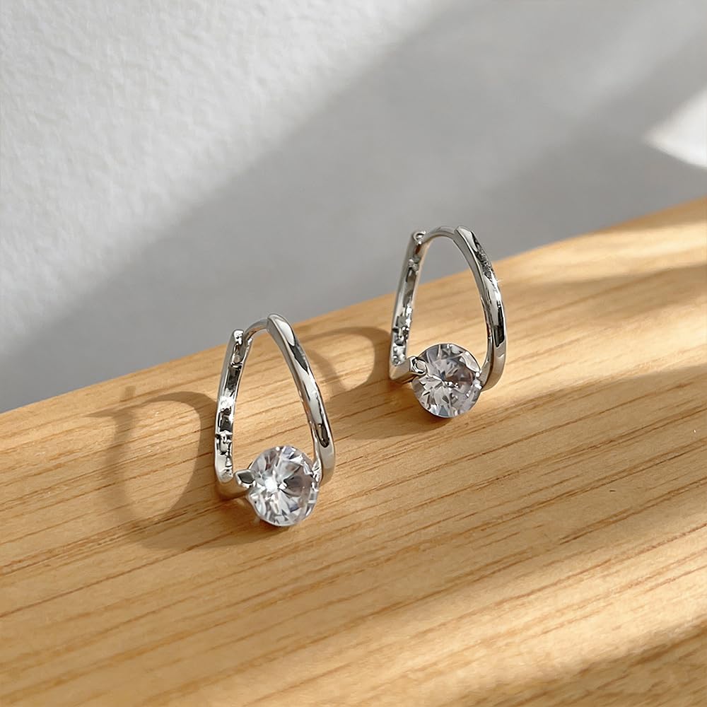 Histone Lymphvity Slimming Earrings for Weight Loss Women 2 Pairs Flysmus Drainage Germanium Earrings Minimalist CZ Hoop Earrings Charm Jewelry Gift (B)