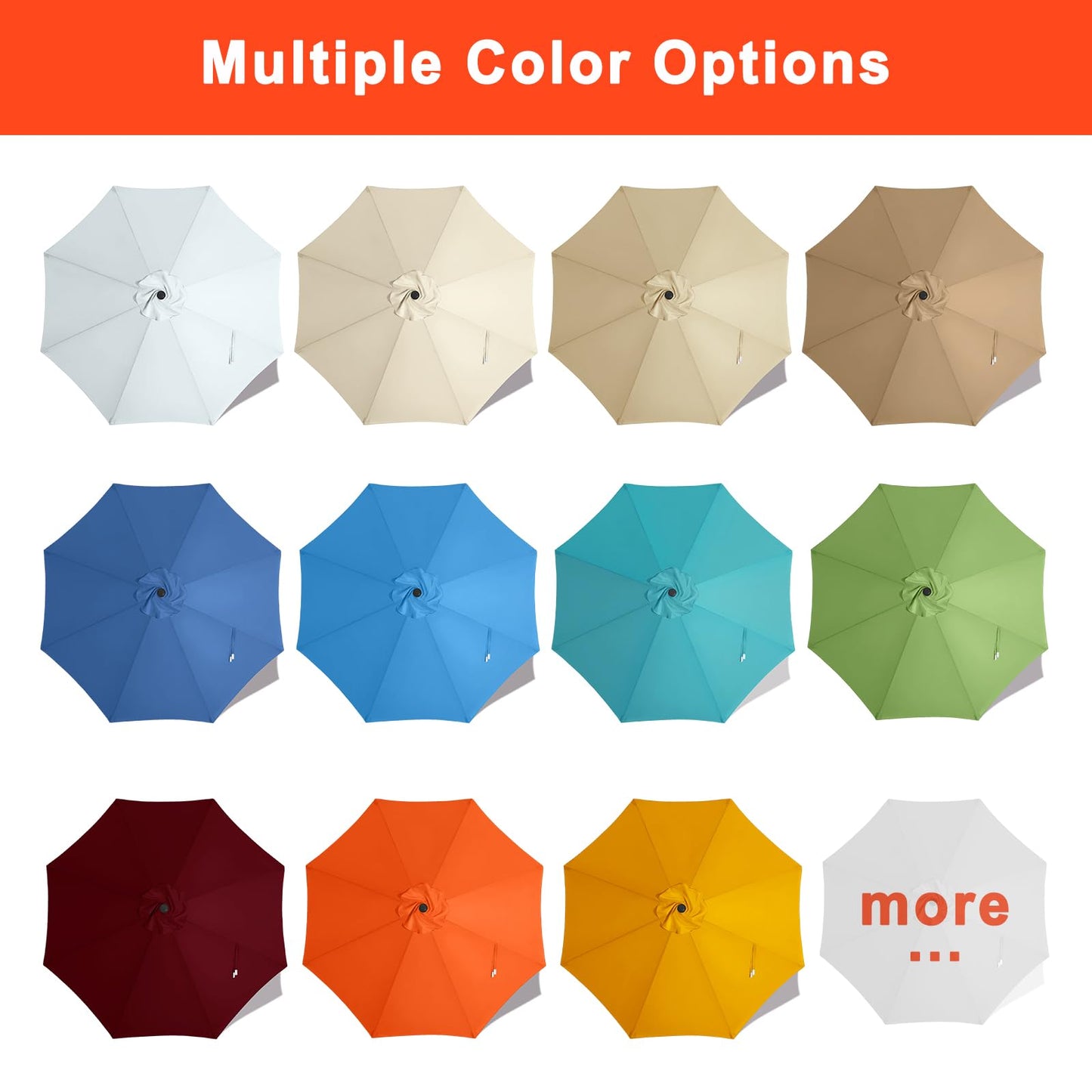 MASTERCANOPY Patio Umbrella 9 ft Replacement Canopy for 8 Ribs-Khaki Canopy Only