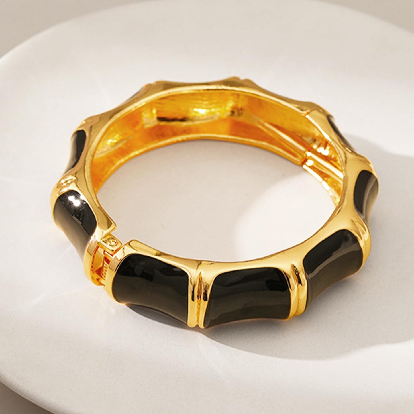 Gold Bangles Bracelets for Women Chunky Bracelet Dainty Elliptical Enamel Bamboo Bangle Bracelet Fashion Cuff Bracelet Jewelry Gift