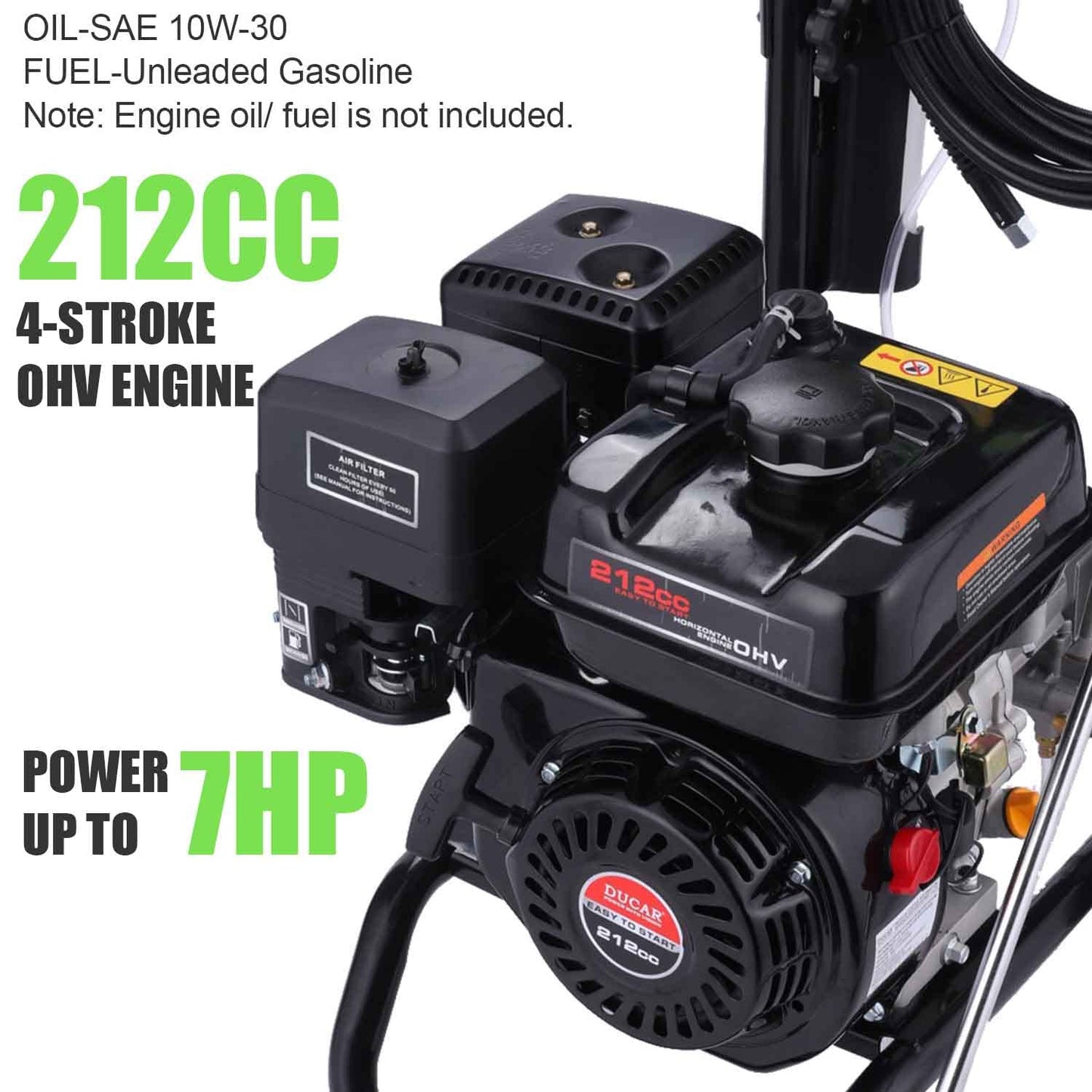 Imdot 4200PSI Gas Pressure Washer, 4.0GPM Power Washer Gas Powered with 212CC Engine, 5 Nozzles, 25ft Hose & 0.5Gal Soap Tank - for Home, Car, Driveways, EPA/CARB/ETL Compliant 20FT x 1/4 (Black)