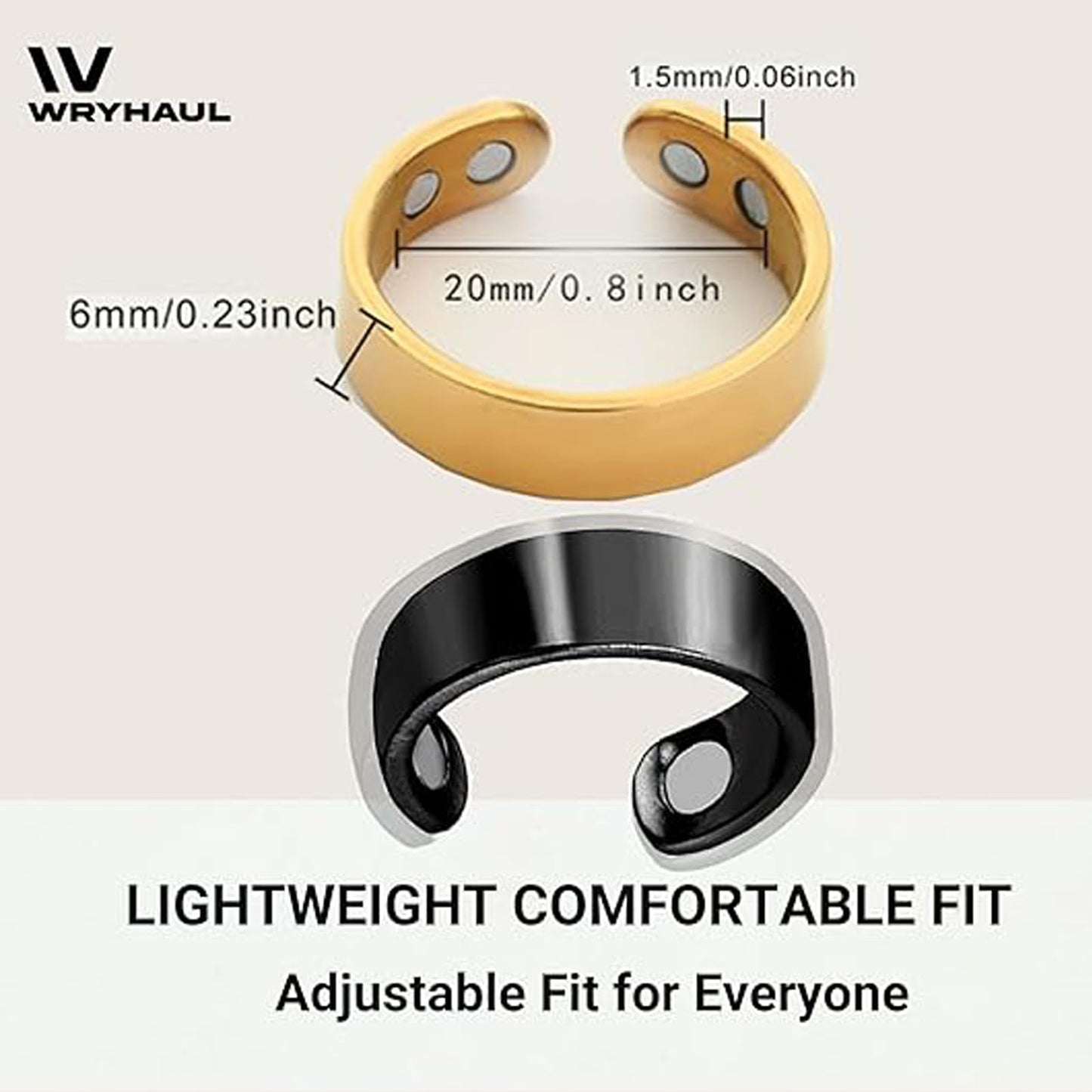 Wryhaul Vayro Magnetic Ring for Women and Men, Vayro Adjustable Open Lightweight Water-Resistant Vitality Rings (Rose Gold)