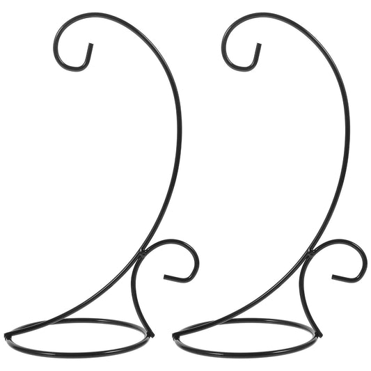 MAGICLULU 2pcs Hanging Terrarium Display Stand Air Planter Holder Iron Ornament Hanging Plant Bracket Black Semi-circle Hook for Indoor Outdoor Décor