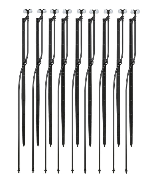 Drip Irrigation Misting Sprinkler Emitter on Spike Assembly, 9 Sets Micro Spray Mister with Stake and 1/4 inch Tubing for Cooling Humidification Nursery Landscape