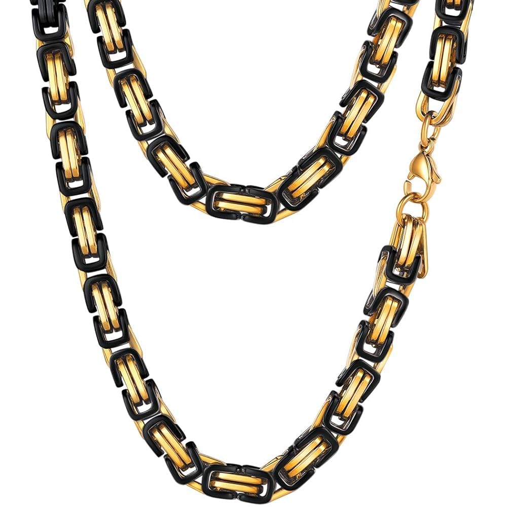 PROSTEEL Black And Gold Necklace For Men Chains Long Chain Necklace