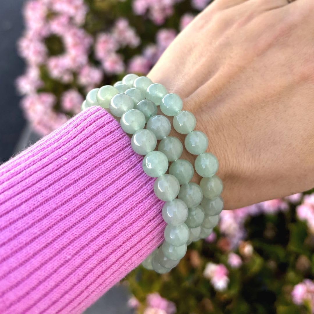 Adabele Real Natural Green Aventurine Gemstone Beaded Bracelet 7.5 inch Stretch Chakra Healing Crystal Stone Jewelry Women Mom Gift (Unisex) GB8-B22