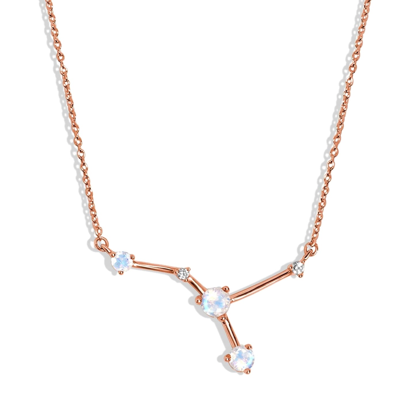 Moon Magic Moonstone Necklace - Cancer Zodiac Constellation / 925 Sterling Silver - 18k Rose Gold - Yellow Gold Rainbow Moonstone Necklaces for Women/Authentic Rainbow Crystal Jewelry