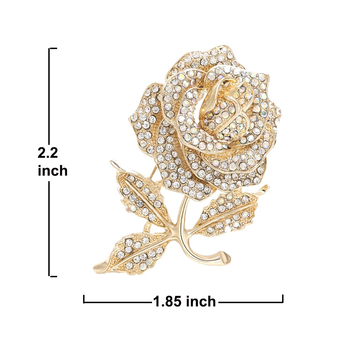 Gold Rose Brooches Pins for Women Girls Flower Valentine Statement Fashion Jewelry