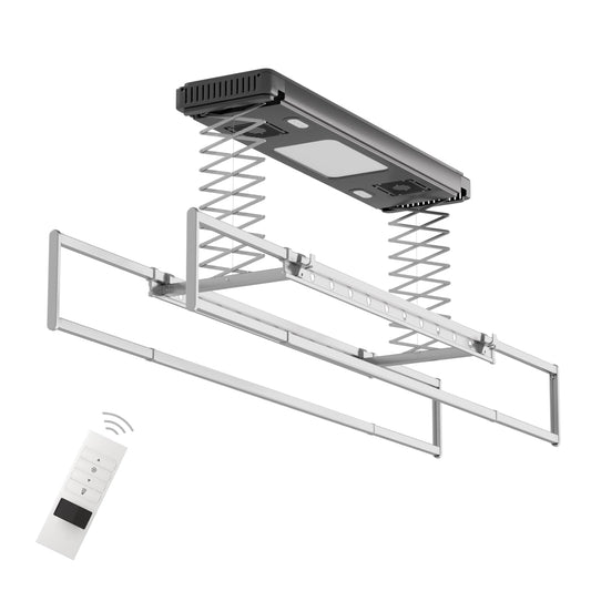 Ouayrhea Ceiling Mounted Clothes Electric Ceiling Drying Rack 110V-120V, Ceiling Clothesline with Built-in Timer Heater,withDrying/Remote and Light 24W for Laundry/Indoors/Garage