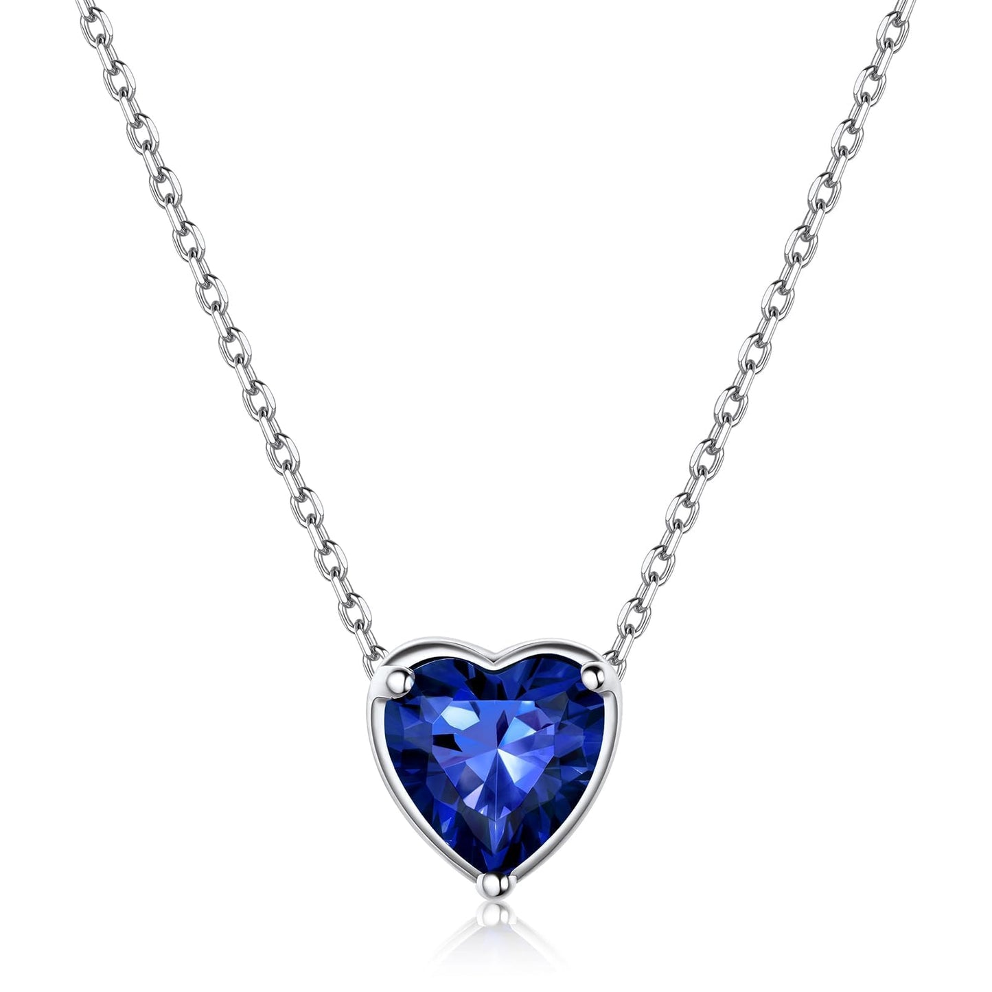ChicSilver Sapphire Necklace for Women Navy Blue Necklaces for Women September Birthstone Necklace Love Heart Sapphire Jewelry