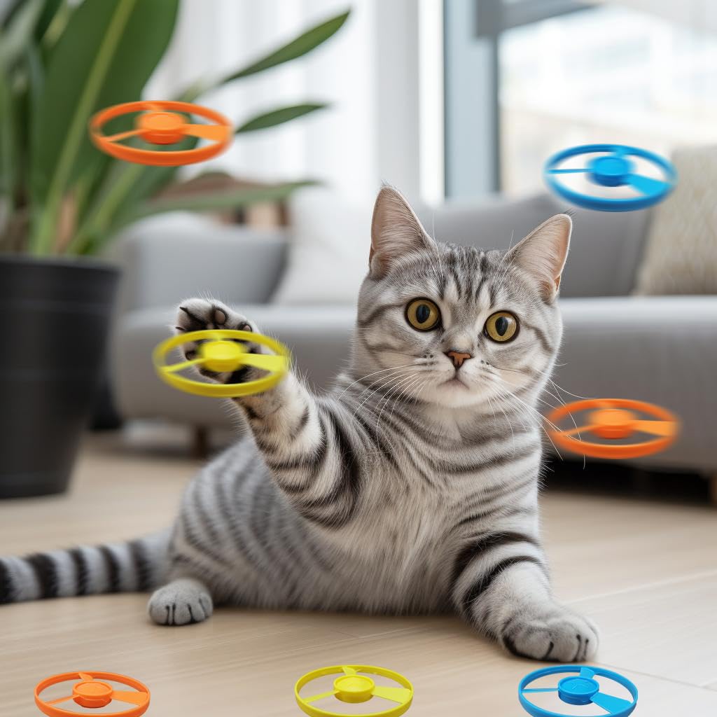 Svemei Cat Fetch Toy, Interactive Flying Cat Toy with 20 Propellers,Kitten Tracks Toy for Training Hunting Chasing(only Flying Propellers)