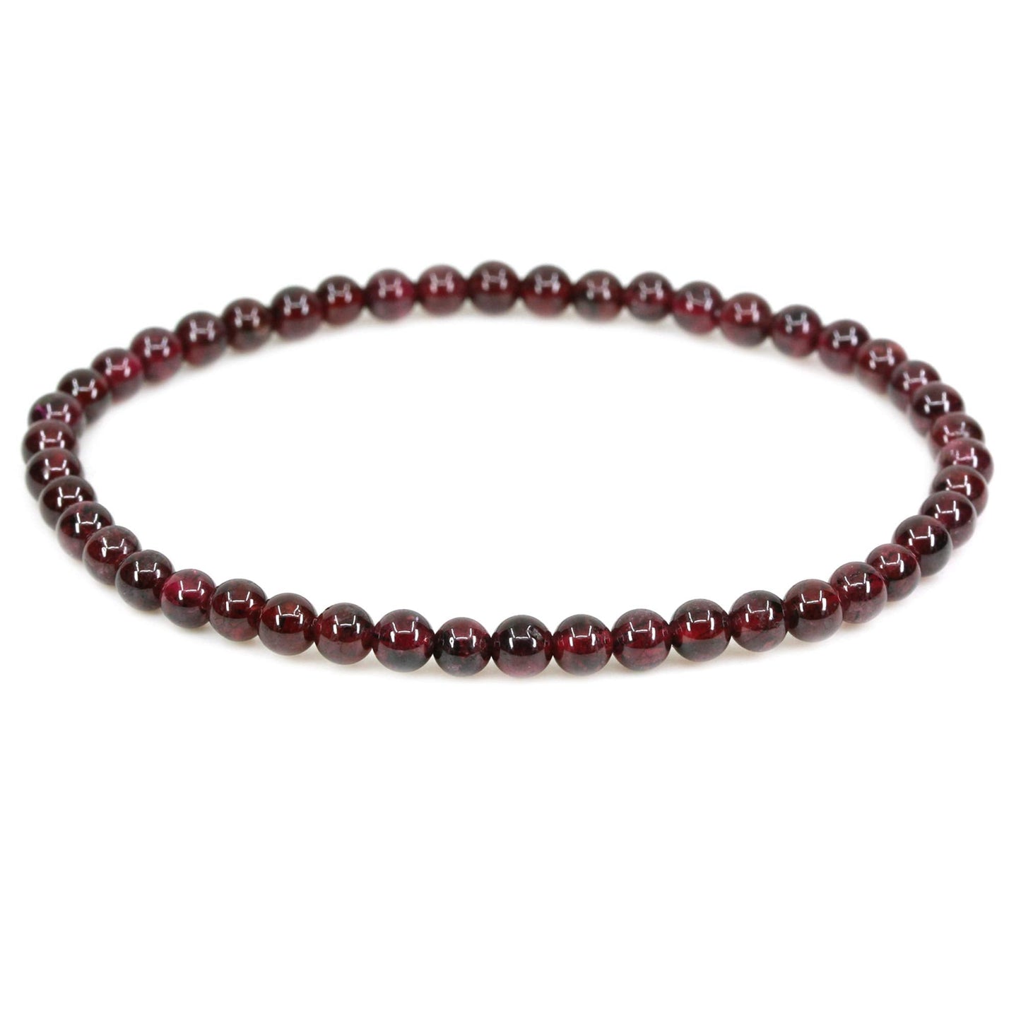 Keleny Natural 4mm Red Garnet Round Beads Gemstones Rock Crystal Stretch Bracelet 7 Inch Unisex