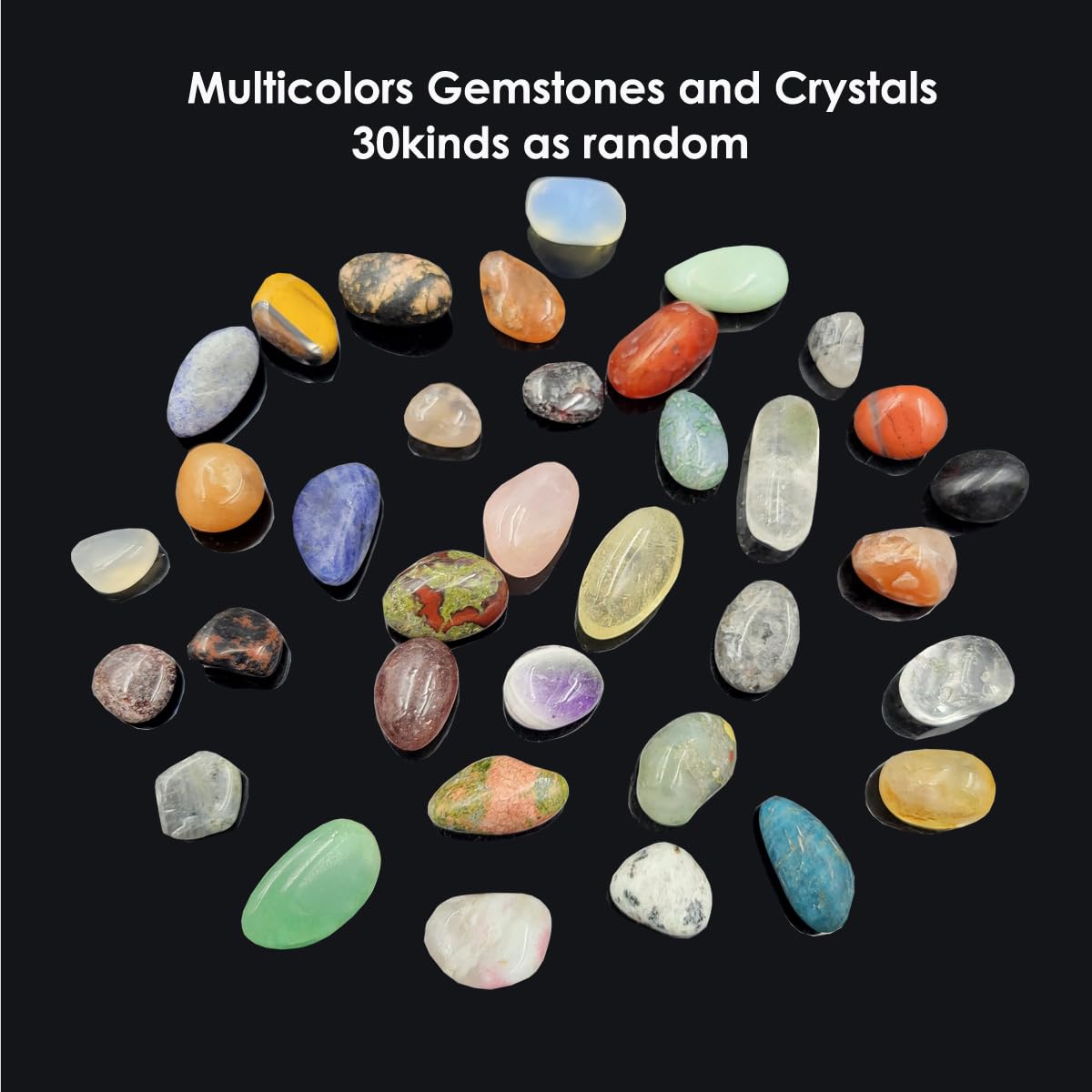 Bulk Gemstones and Crystals Set,30Kinds+ Tumbled Polished Stones Crystals for Healing, Reiki, Meditation, Crafting, Home Decorations (0.5lb)