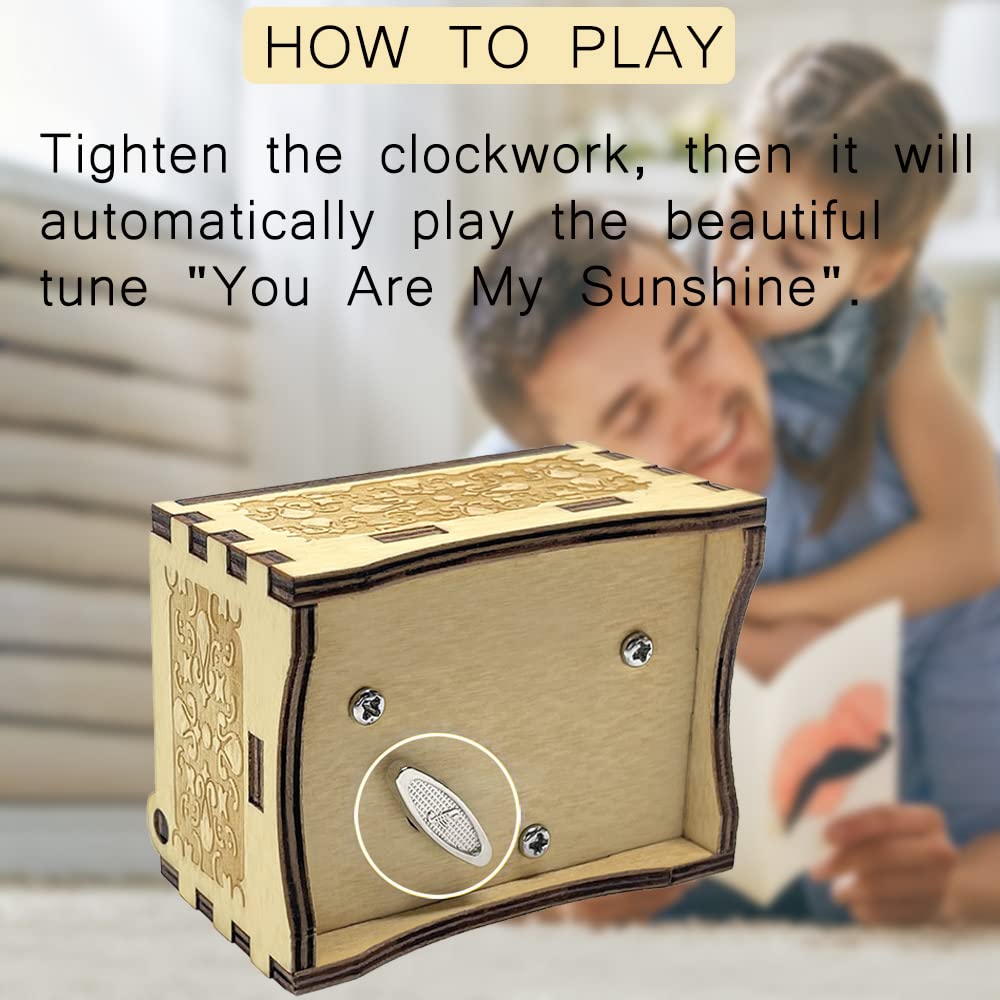 Sooharic Daughter Gifts from Dad, Wooden Music Box, Dad to Daughter Gifts, Suitable for Birthday/Christmas/Keepsake