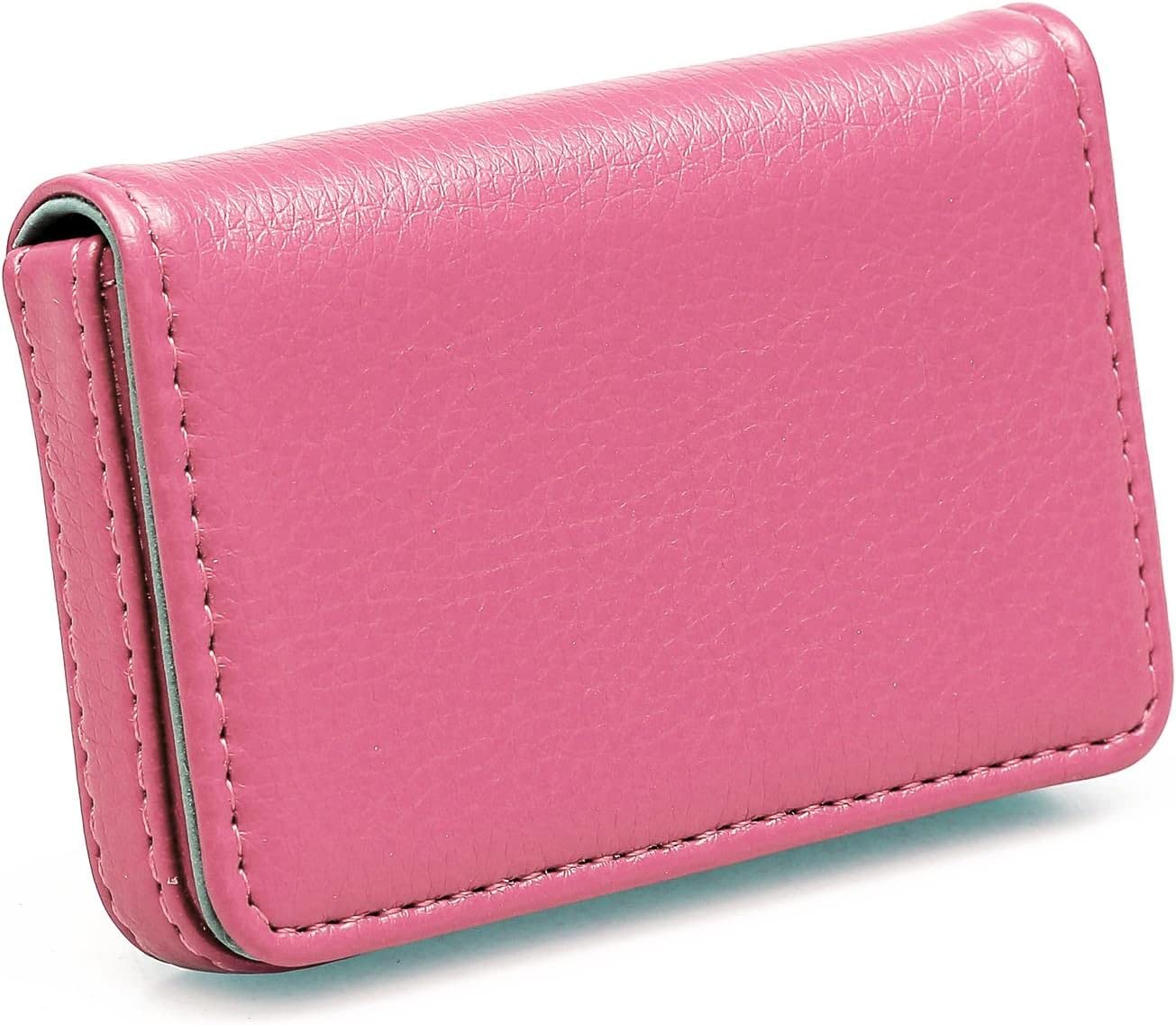 6 Pack Business Card Holder, Business Card Case PU Leather Multi Card Case, Business Card Holder Wallet Credit Card ID Case with Magnetic Shut - Pink