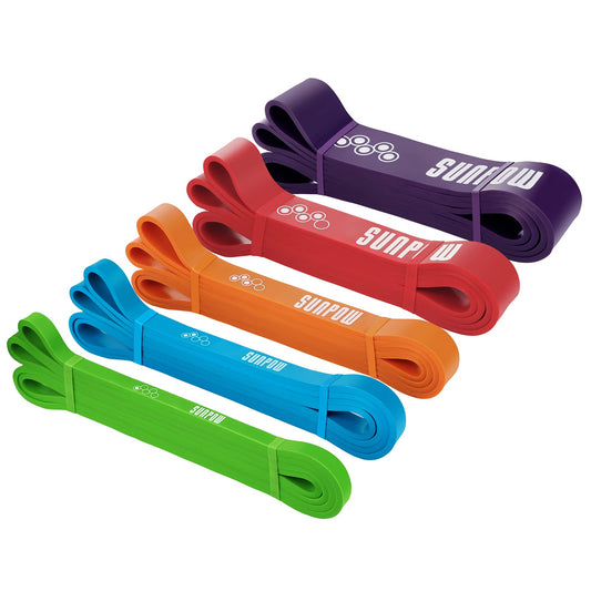 SUNPOW Pull Up Assistance Bands, Set of 5 Heavy Duty Resistance Bands for Men & Women, Natural Latex Exercise Bands for Pull-Up Progression, Home Workout, Strength Training, Mobility & Stretching