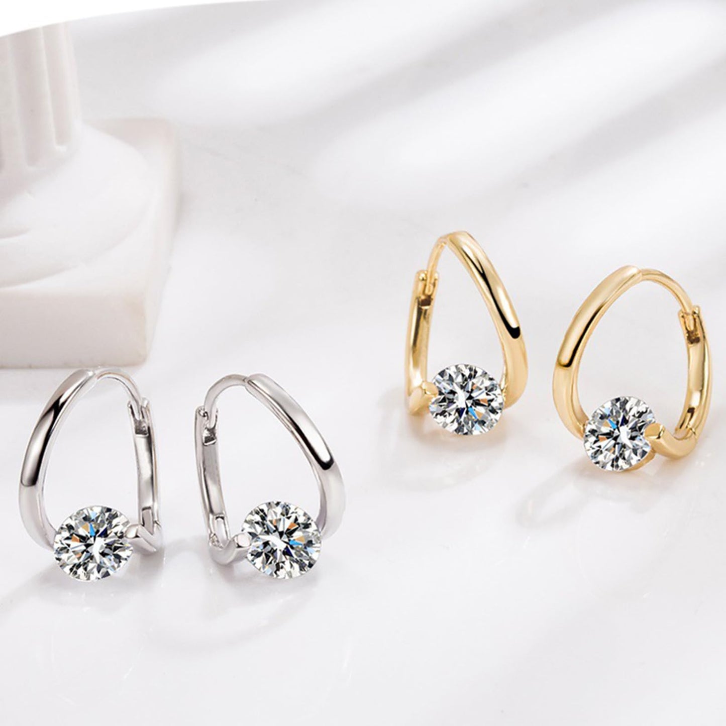 Halolux Lymphatic Germanium Earrings for Women, 2 Pairs Dainty CZ Zircon Acupressure Earrings for Lymphvity Drainage Support Hypoallergenic Ear Jewelry Gift (Gold)
