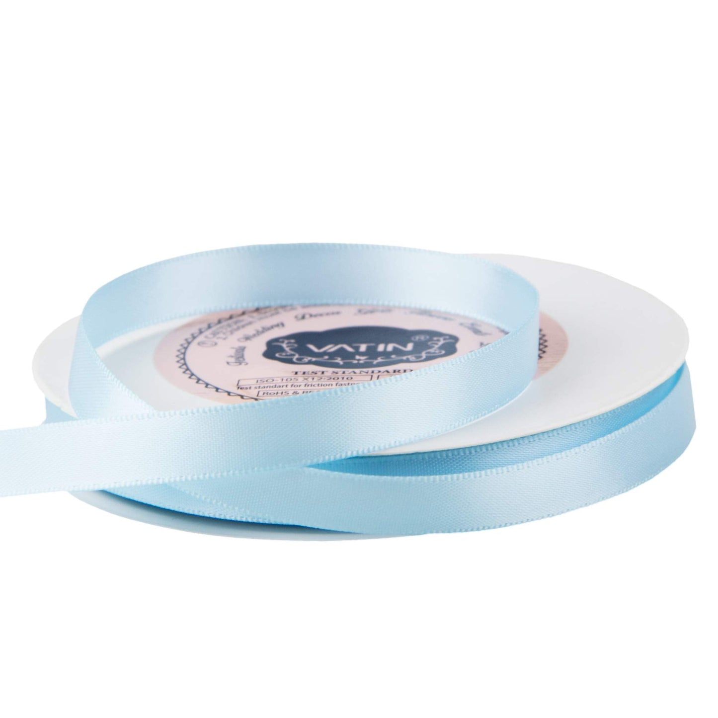 VATIN 3/8 inches Double Faced Light Blue/Baby Blue Polyester Satin Ribbon - 50 Yards for Gift Wrapping Ornaments Party Favor Braids Baby Shower Decoration Floral Arrangement Craft Supplies