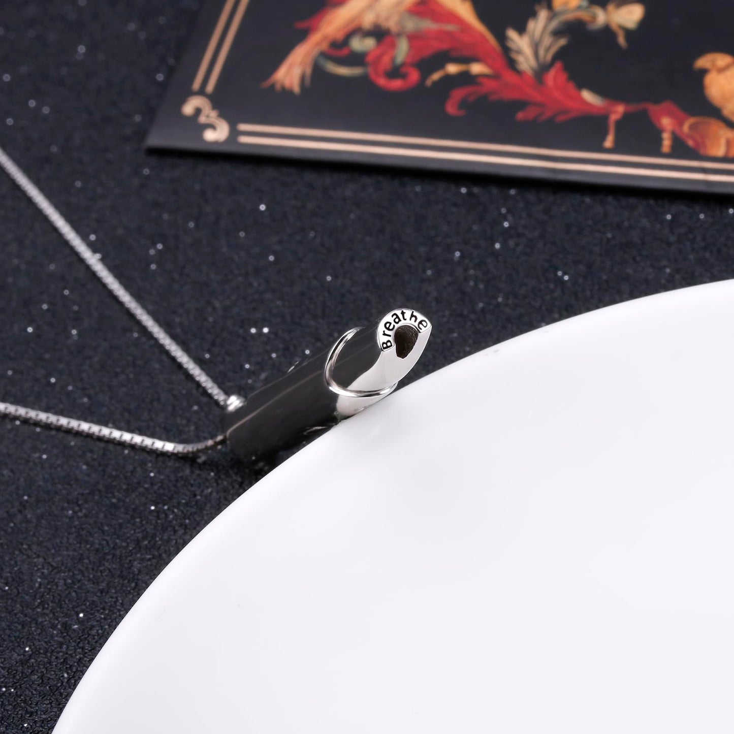 Ladytree Breathing Necklace for Anxiety Relief Sterling Silver Anxiety Necklace with Lotus Design Stop Smoking Necklace Quit Vaping Breathlace Mindfulness Gift for Women Men