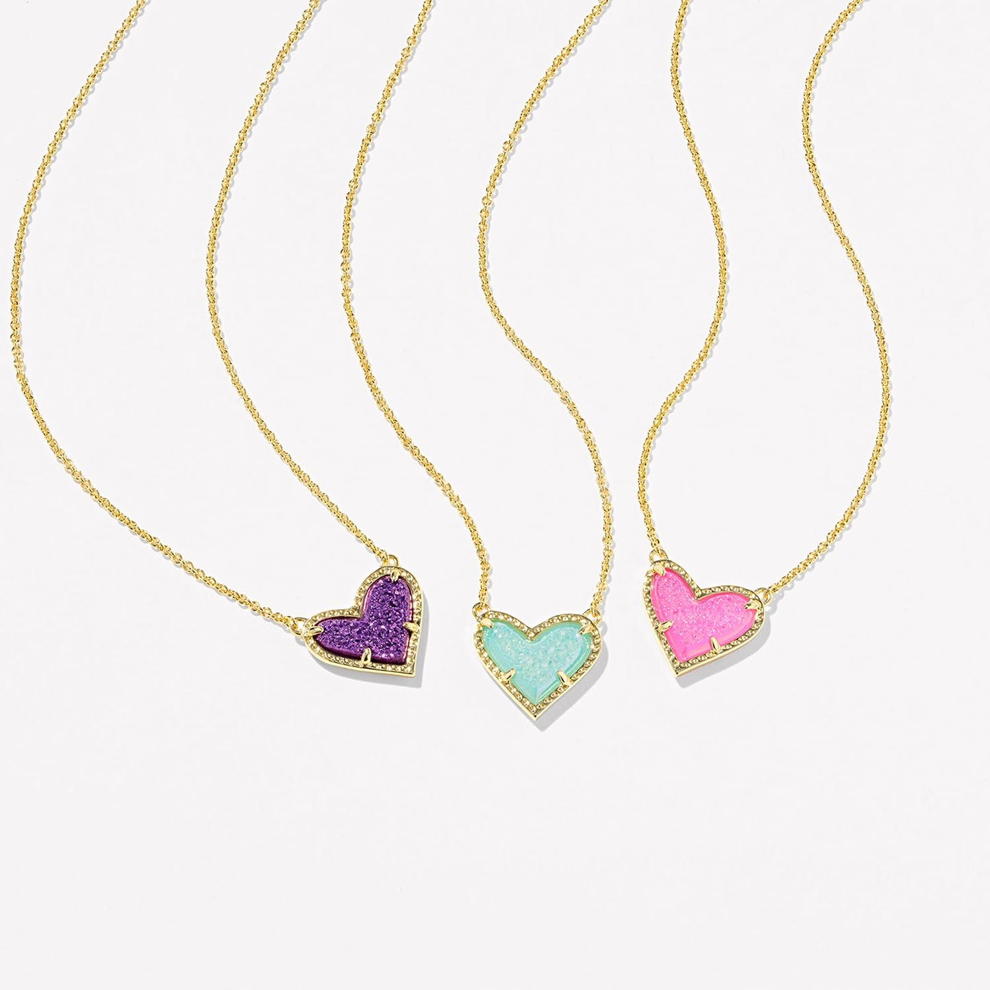 Kendra Scott Ari Heart Pendant Necklace, 14k Gold-Plated Brass, Fashion Jewelry for Women, Bright Aqua Drusy