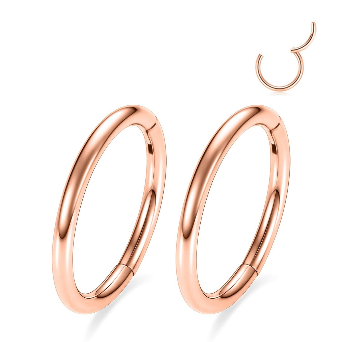 Septum Ring Rose Gold Septum Jewelry Seamless Septum Clicker Nose Rings 18 Gauge 8mm Nose Ring Hoop 18g Cartilage Earring Lip Rings Nose Hoop Surgical Steel Helix Earrings Nose Piercing Jewelry