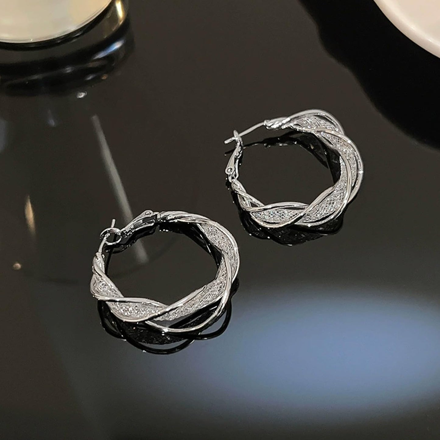 Lymphatic Earrings for Women Silver Zircon Hoop Huggie Earrings Dainty Fashion Jewelry Gifts