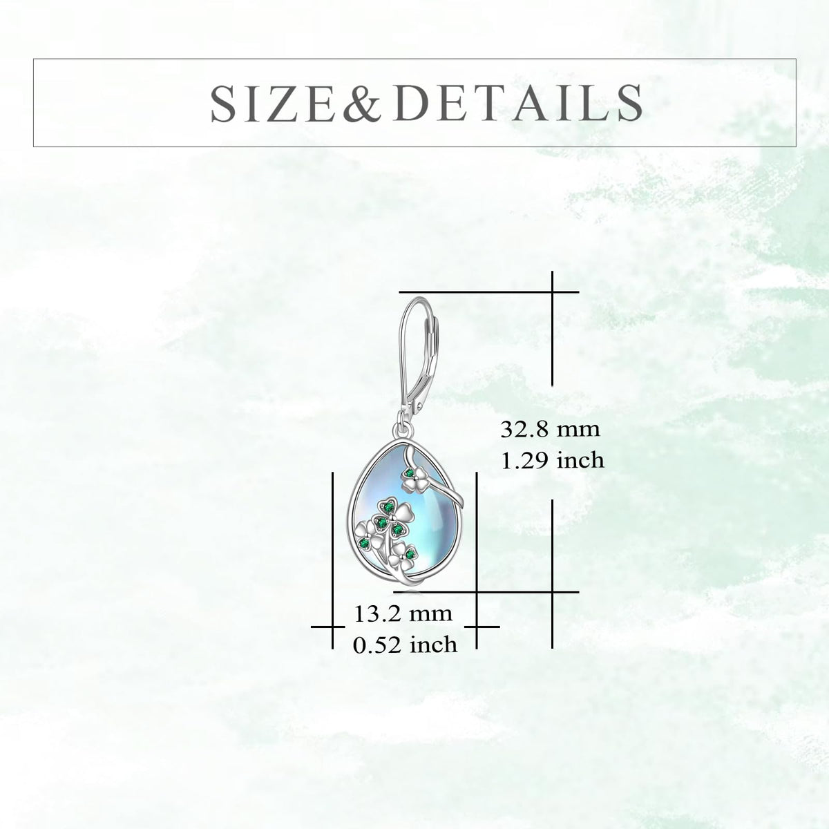YFN Shamrock Earrings for Women Sterling Silver Four Leaf Clover Earrings Green Heart Cubic Zirconia Irish Shamrock Leverback Earrings Gifts