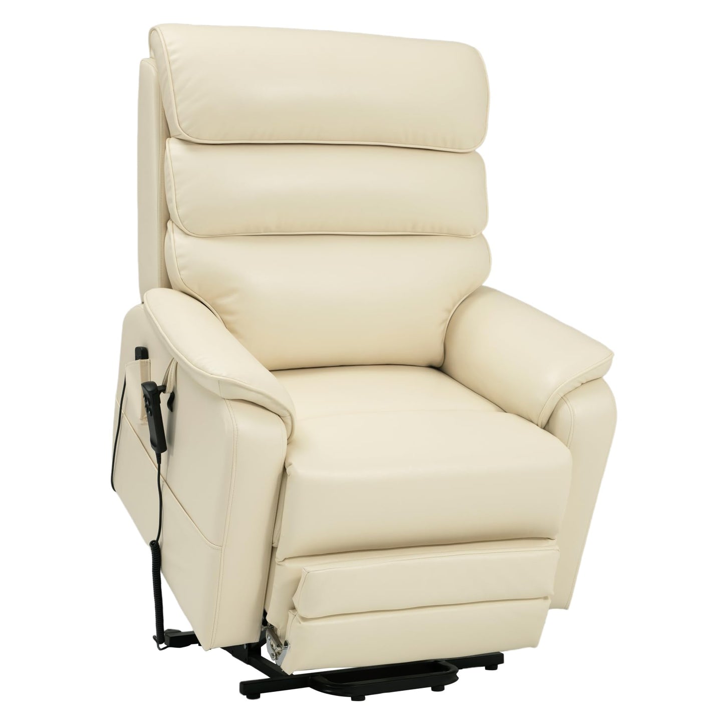 DYNOX 350 LBS Tall Man Power Dual Motor Lift Recliners Chairs for Elderly Lay Flat Lift Chair with Infinite Positions, Heat & Massage, Supports(9198L,Faux Leather,Cream)