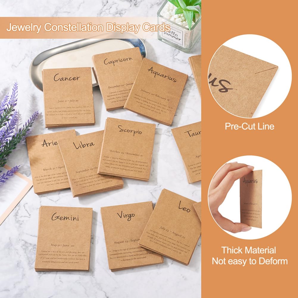 Fashewelry 120pcs Jewelry Display Cards Zodiac Bracelet Necklace Cards 12 Constellations Jewelry Holders for Small Business Selling Valentines Day Jewelry Packing Display