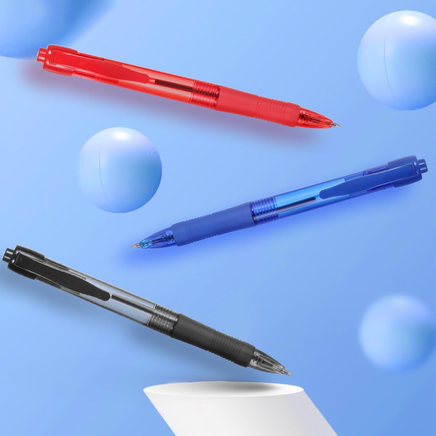 deegtran Pens Bulk, 50 Pack No Bleed Blue & Red Ink Click Pens with Soft Grip, Wholesale Retractable Ballpoint Pens for Office School, Medium Point Smooth 1.0MM