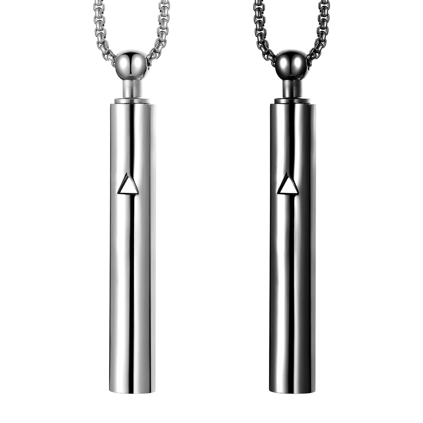 Anxiety Breathe Easy Necklace Mindfulness Breathing Necklace Breathlace Stainless Steel Pendant for Natural Calm & Stress Relief (Steel+Black T)