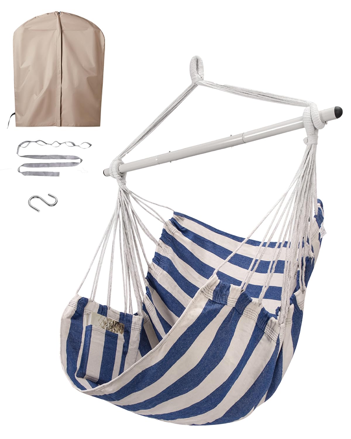ADVOKAIR Hammock Chair Swing, Heavy-Duty Hanging Rope Swing Seat Supports 500 Lbs, Ideal for Outdoor Patio, Backyard, Porch, Deck & Indoor Bedroom Use